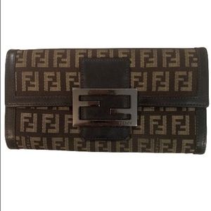 Fendi Canvas Zucca Monogram Long Wallet